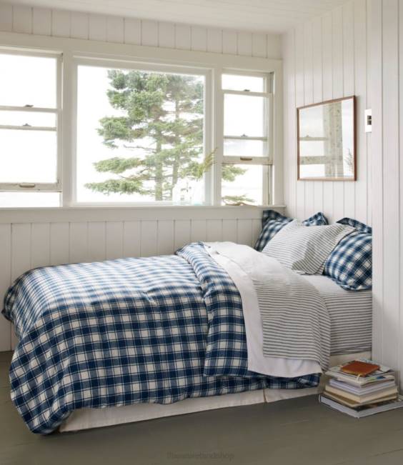LLBean Ultrasoft Comfort Flannel Pillowcases Stripe Set of Two Unisex J46J2692 Bedding Mariner Blue