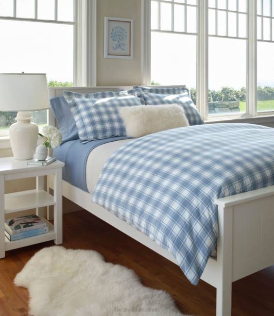 LLBean Ultrasoft Comfort Flannel Sheet Set Unisex J46J6269 Bedding Bay Blue