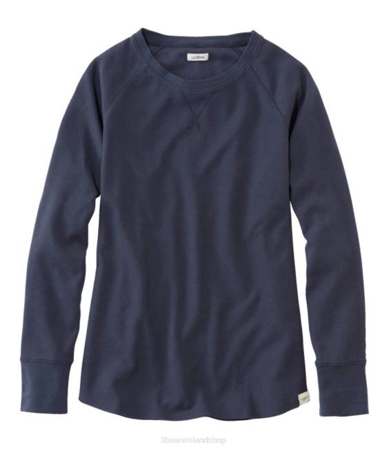 LLBean Unshrinkable Mini-Waffle Tee Women J46J5934 Clothing Carbon Navy
