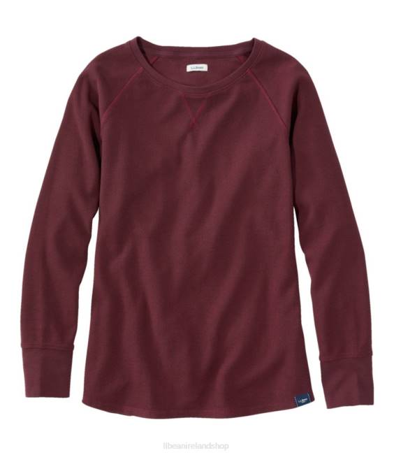 LLBean Unshrinkable Mini-Waffle Tee Women J46J7014 Clothing Deep Wine