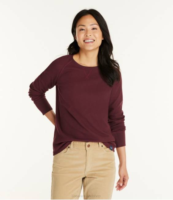 LLBean Unshrinkable Mini-Waffle Tee Women J46J7014 Clothing Deep Wine