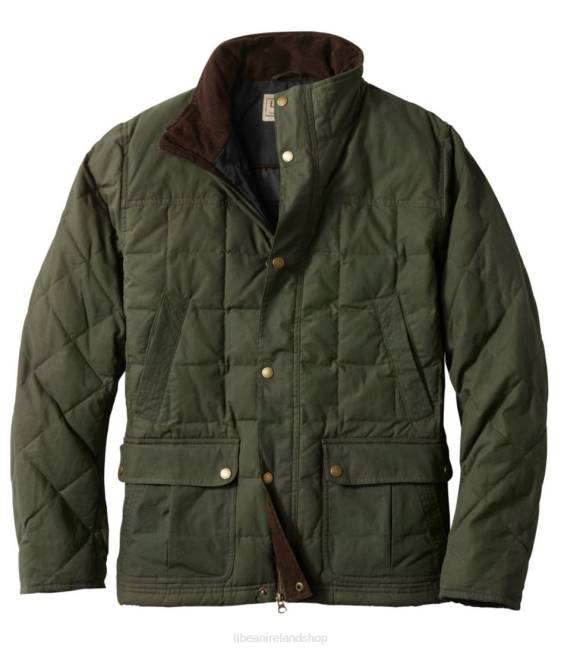 LLBean Upcountry Waxed-Cotton Down Jacket Men J46J899 Outdoor Equipment Loden