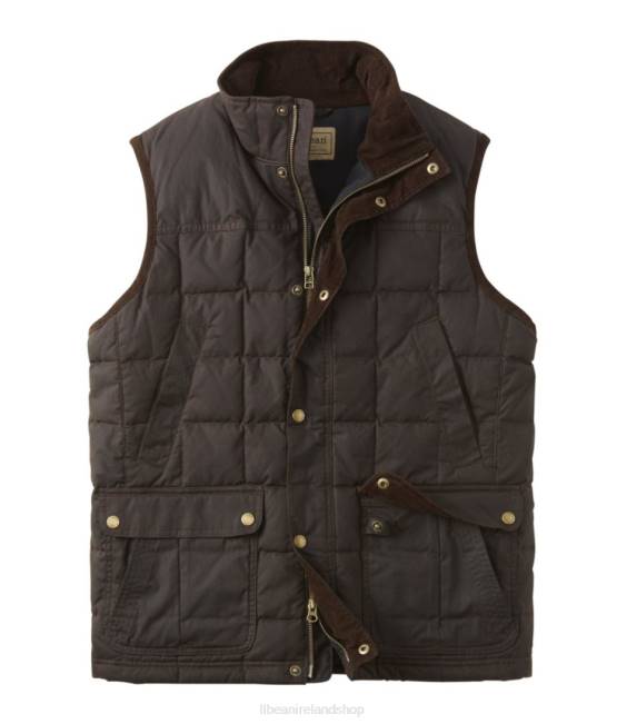LLBean Upcountry Waxed-Cotton Down Vest Men J46J3667 Outdoor Equipment Coffee Bean