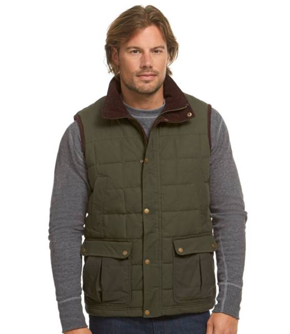 LLBean Upcountry Waxed-Cotton Down Vest Men J46J3667 Outdoor Equipment Coffee Bean