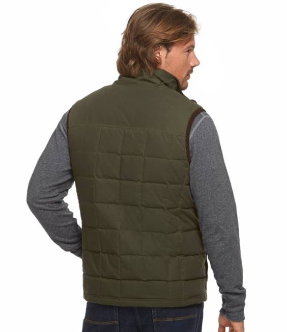 LLBean Upcountry Waxed-Cotton Down Vest Men J46J3667 Outdoor Equipment Coffee Bean