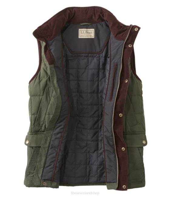 LLBean Upcountry Waxed-Cotton Down Vest Men J46J3667 Outdoor Equipment Coffee Bean