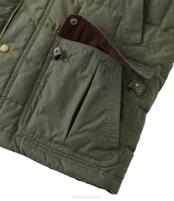 LLBean Upcountry Waxed-Cotton Down Vest Men J46J3667 Outdoor Equipment Coffee Bean