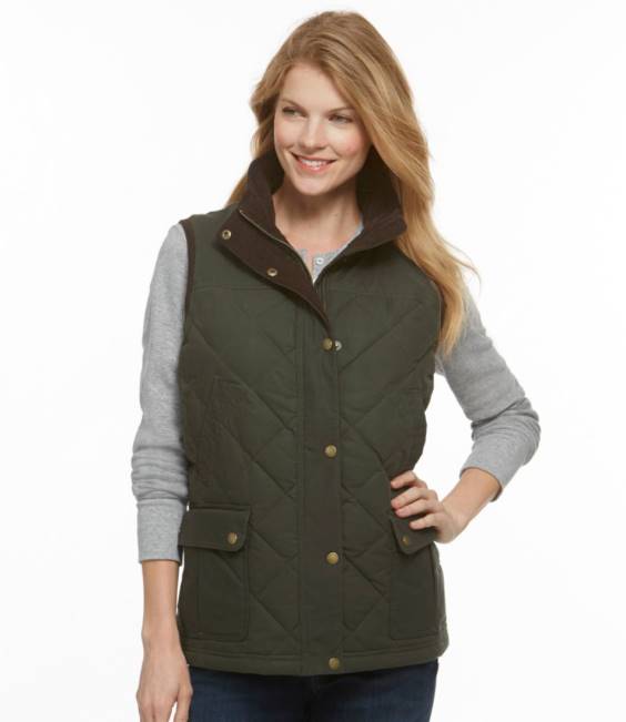 LLBean Upcountry Waxed Cotton Down Vest Women J46J3679 Outdoor Equipment Coffee Bean
