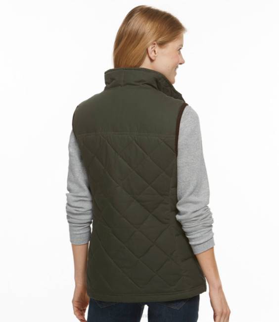 LLBean Upcountry Waxed Cotton Down Vest Women J46J914 Outdoor Equipment Loden