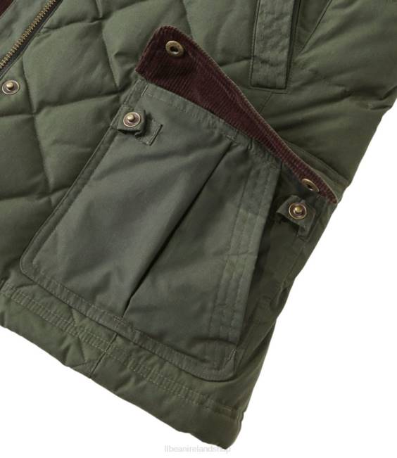 LLBean Upcountry Waxed Cotton Down Vest Women J46J914 Outdoor Equipment Loden