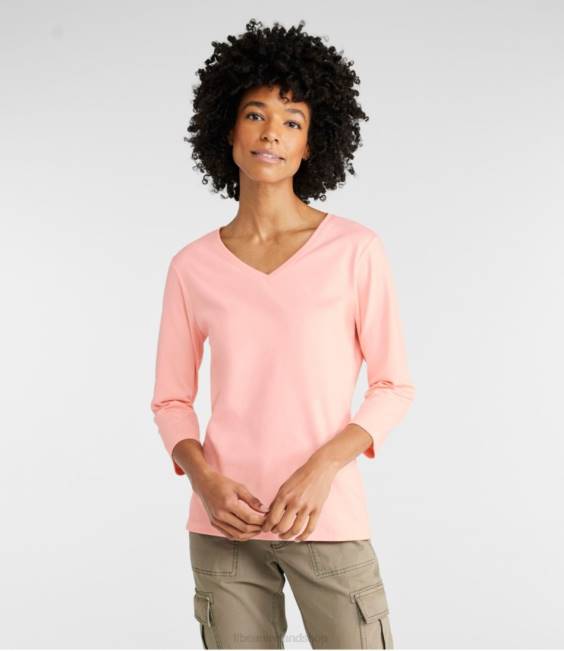 LLBean V-Neck Women J46J6863 Clothing Creamy Apricot