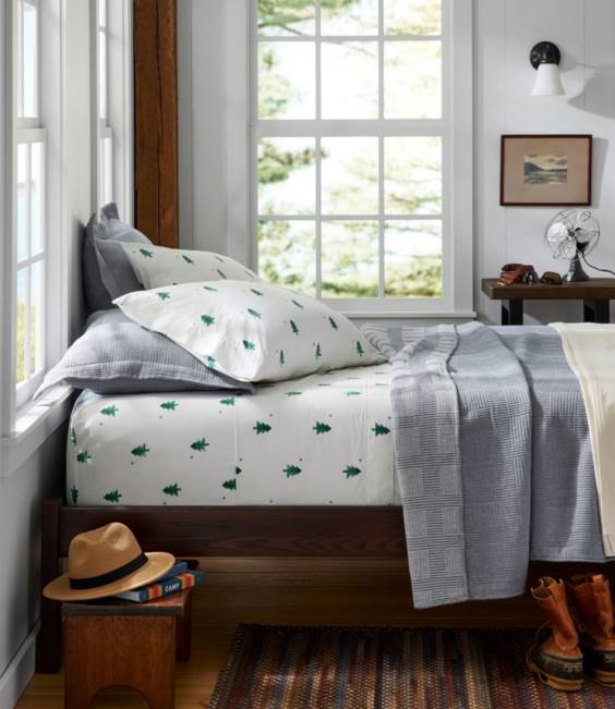 LLBean Vacationland Percale Sheet Collection Unisex J46J2624 Bedding Sea Salt