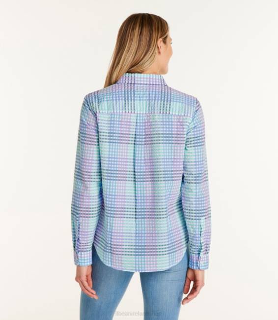 LLBean Vacationland Seersucker Shirt Women J46J24 Clothing Fresh Mint Check