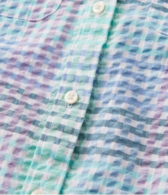 LLBean Vacationland Seersucker Shirt Women J46J24 Clothing Fresh Mint Check
