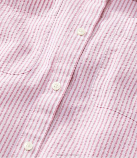 LLBean Vacationland Seersucker Shirt Women J46J4607 Clothing Ocean Jade
