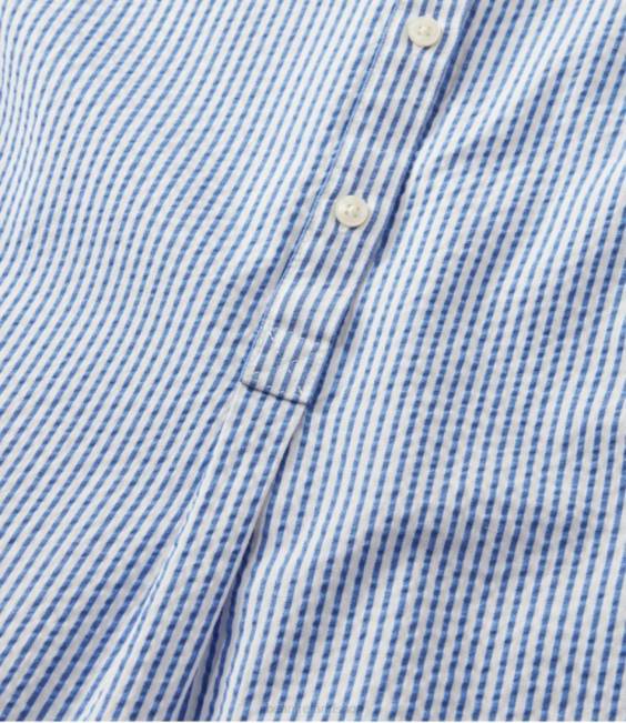 LLBean Vacationland Seersucker Shirt Women J46J5672 Clothing White