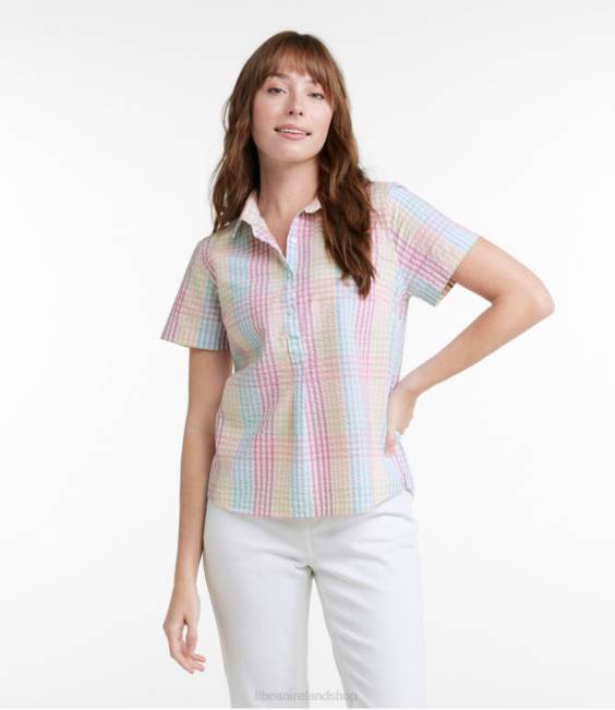 LLBean Vacationland Seersucker Shirt Women J46J65 Clothing Fresh Mint Check