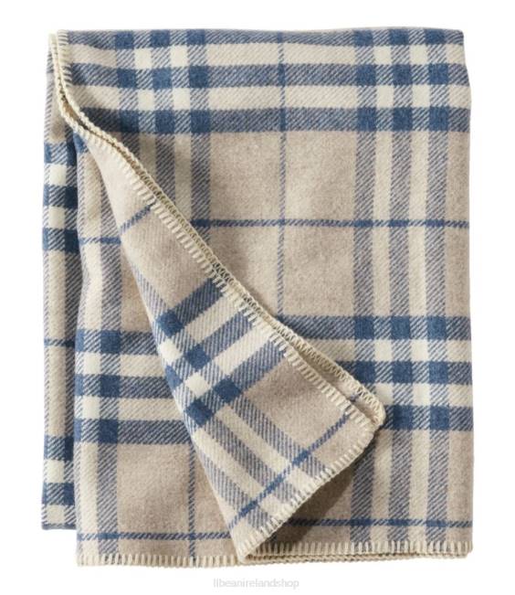 LLBean Washable Wool Blanket Plaid Unisex J46J5536 Bedding Natural Heather