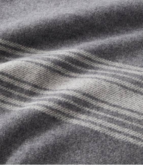 LLBean Washable Wool Throw Striped Unisex J46J2564 Bedding Dark Gray Heather/Cream