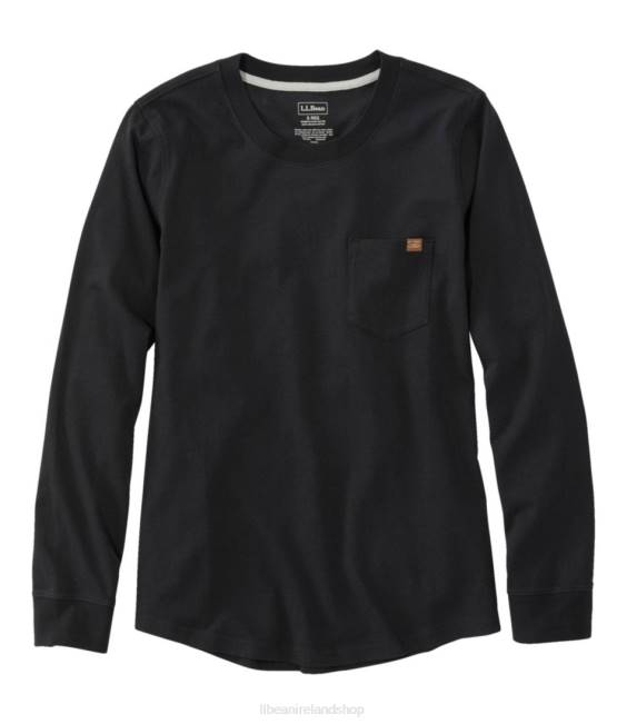 LLBean Washed Cotton Pocket Tee Women J46J4913 Clothing Faded Black Reliable Outdoor Equipment