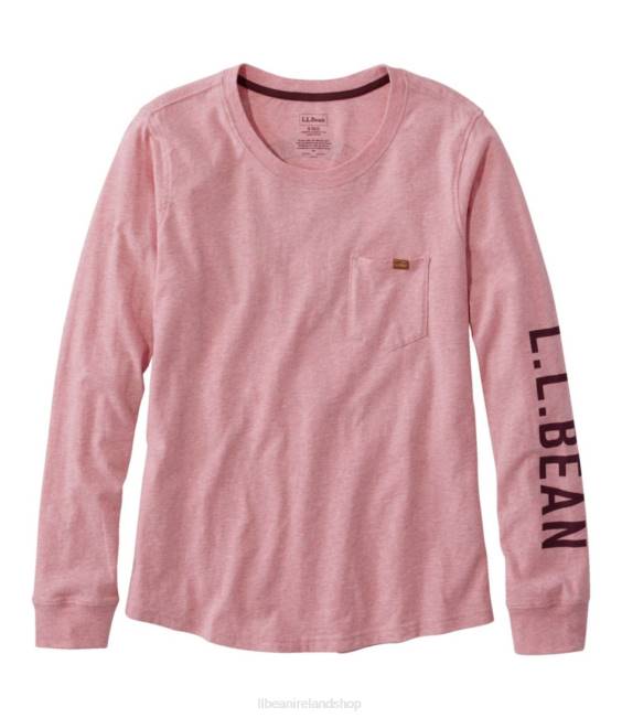 LLBean Washed Cotton Pocket Tee Women J46J7007 Clothing Rose Wash Heather Mountain Medallion