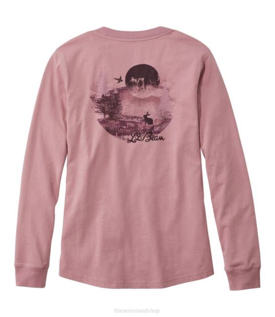 LLBean Washed Cotton Pocket Tee Women J46J7300 Clothing Rangeley Blue Mountain Scenic