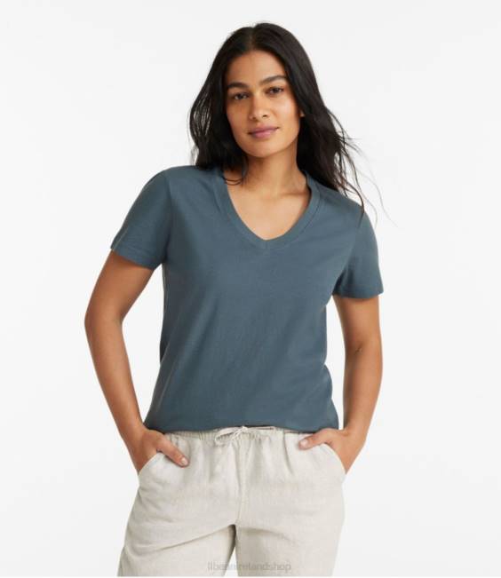 LLBean Washed Cotton Tee Women J46J5777 Clothing Deep Olive Heather