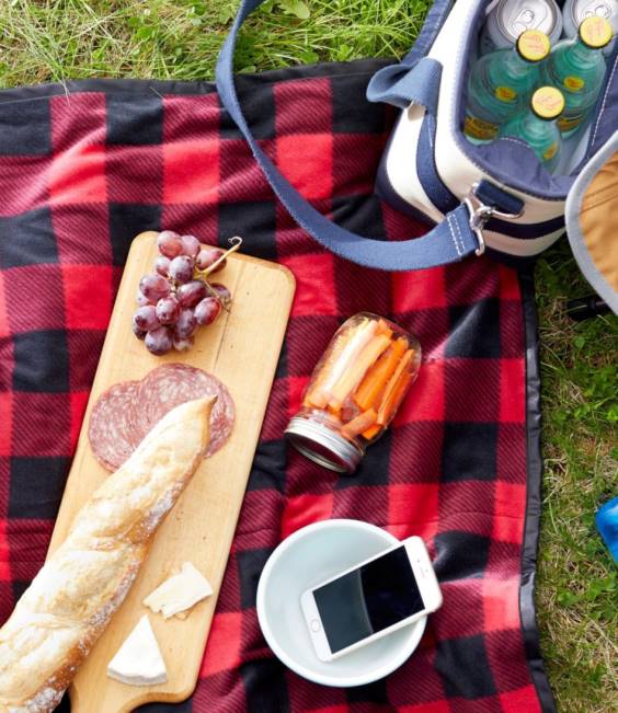 LLBean Waterproof Outdoor Blanket Unisex J46J3934 Outdoor Accessories Peak Orange Buffalo Plaid