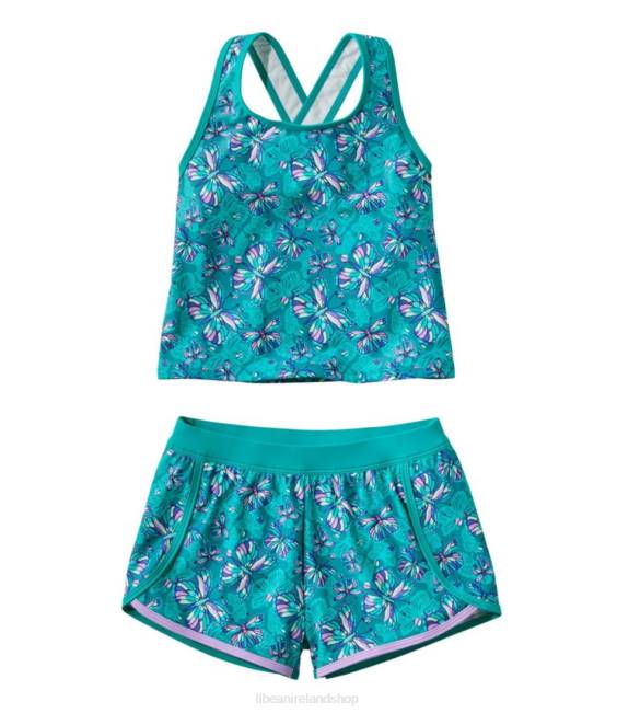 LLBean Watersports Swimwear Kids J46J5867 Clothing Teal Blue Butterfly