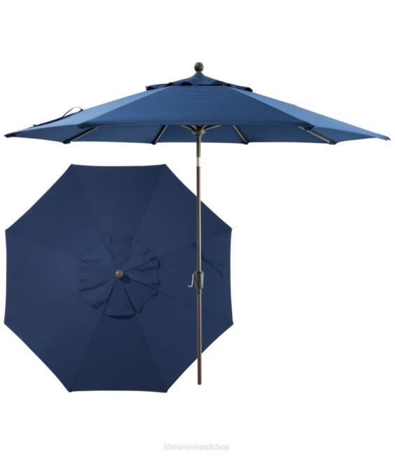 LLBean Weather-Resistant 9 Market Umbrella Push Button Unisex J46J2671 Backyard  Patio Classic Navy
