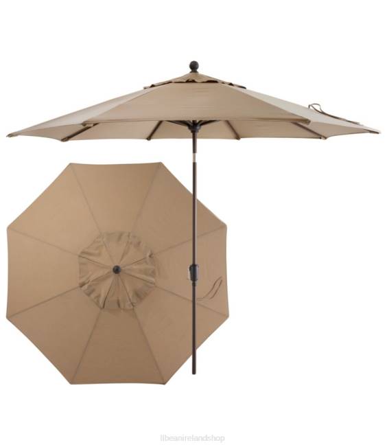 LLBean Weather-Resistant 9 Market Umbrella Push Button Unisex J46J6365 Backyard  Patio Sand