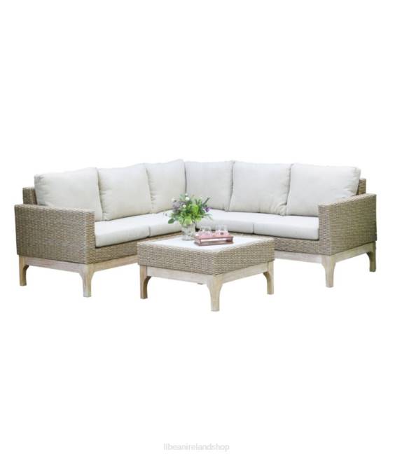 LLBean Weather-Resistant Wicker Sectional and Coffee Table Set Unisex J46J2885 Backyard  Patio Natural