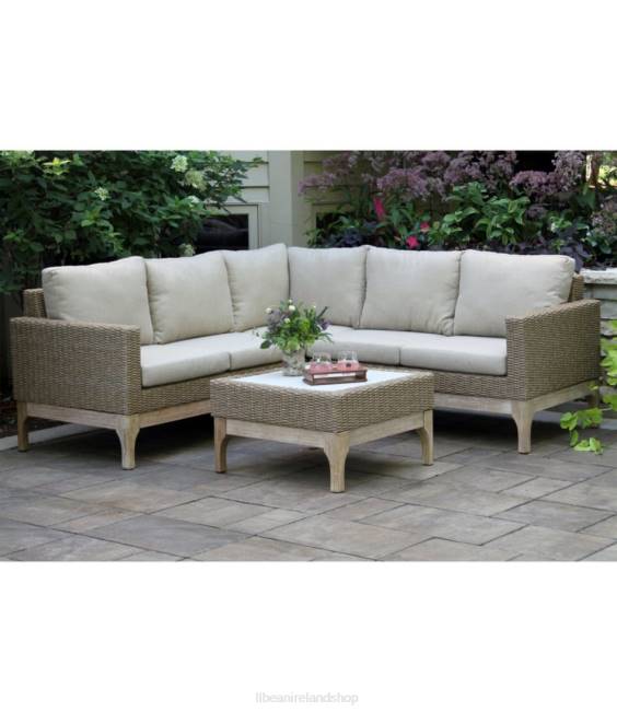 LLBean Weather-Resistant Wicker Sectional and Coffee Table Set Unisex J46J2885 Backyard  Patio Natural
