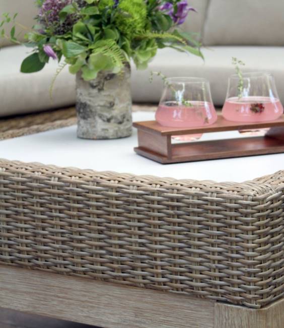 LLBean Weather-Resistant Wicker Sectional and Coffee Table Set Unisex J46J2885 Backyard  Patio Natural