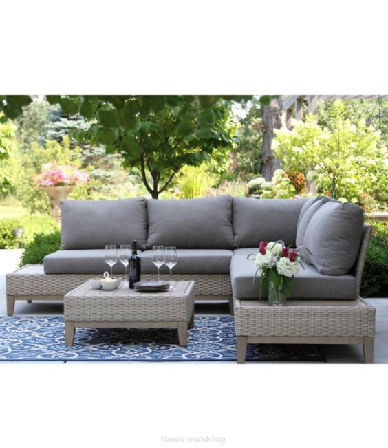 LLBean Weather-Resistant Wicker Sectional and Coffee Table Set Unisex J46J2886 Backyard  Patio Driftwood