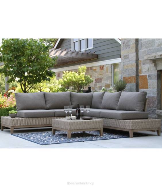 LLBean Weather-Resistant Wicker Sectional and Coffee Table Set Unisex J46J2886 Backyard  Patio Driftwood
