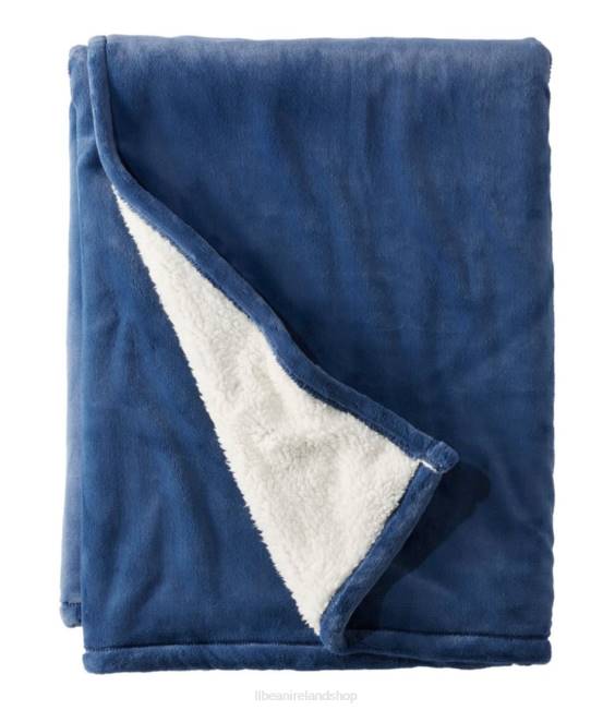 LLBean Wicked Plush Sherpa Throw Unisex J46J5525 Bedding Deep Blue