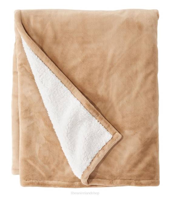 LLBean Wicked Plush Sherpa Throw Unisex J46J6808 Bedding Camel Brown