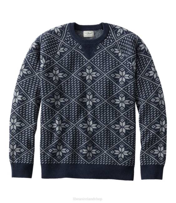 LLBean Wicked Soft Cotton/Cashmere Sweater Men J46J546 Clothing Navy Fair Isle