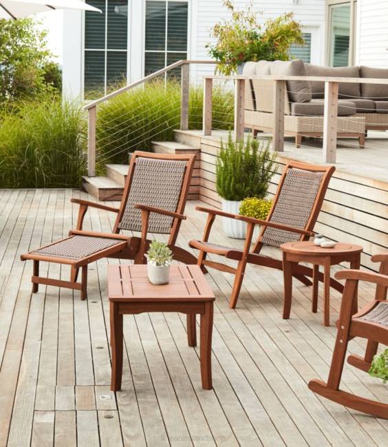 LLBean Wicker Eucalyptus Lounger Unisex J46J2791 Backyard  Patio Natural