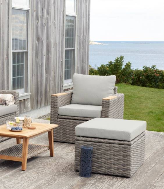 LLBean Wicker Storage Captain\s Chair Set of Two Unisex J46J2873 Backyard  Patio Sand