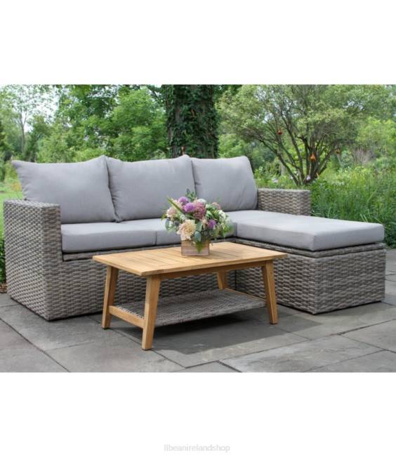 LLBean Wicker Storage Sofa and Teak Coffee Table Set Unisex J46J2871 Backyard  Patio Sand