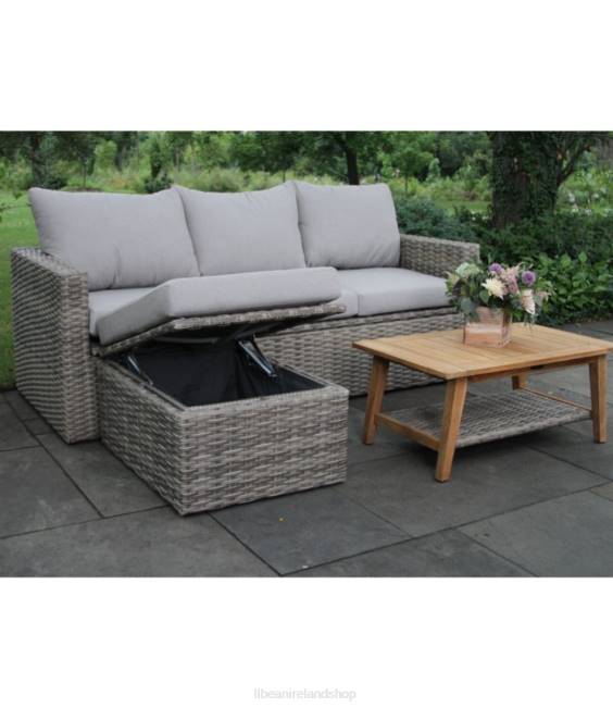 LLBean Wicker Storage Sofa and Teak Coffee Table Set Unisex J46J2871 Backyard  Patio Sand