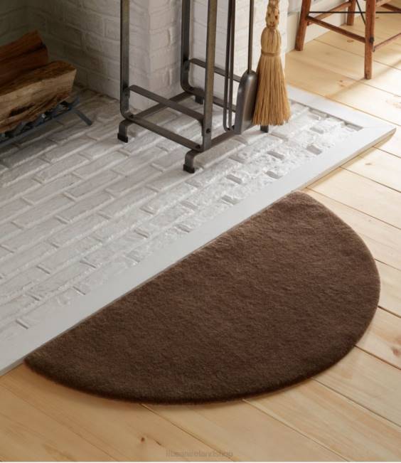 LLBean Wool Hearth Rug Crescent Unisex J46J5624 Home Goods Platinum