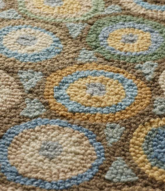 LLBean Wool Hooked Rug Coins Unisex J46J6281 Home Goods Sea Glass Coins
