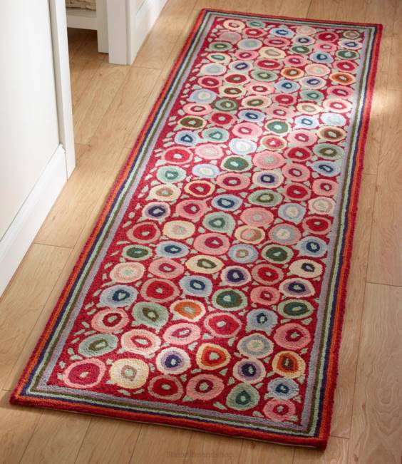 LLBean Wool Hooked Runner Coins Unisex J46J4565 Home Goods Bright Coins