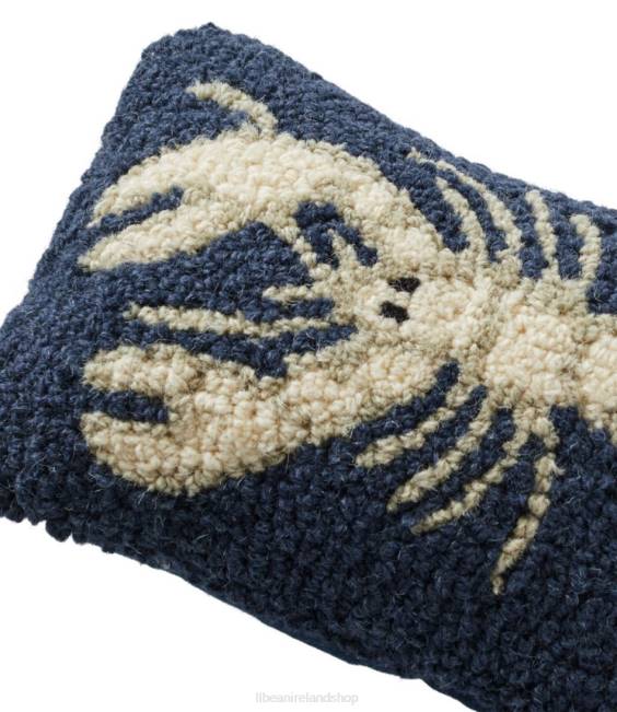 LLBean Wool Hooked Throw PillowWhite Lobster Unisex J46J2756 Home Decor Navy
