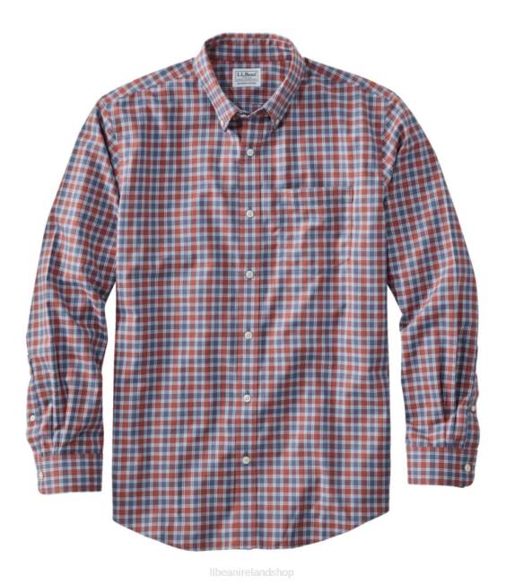 LLBean Wrinkle-Free Kennebunk Sport Shirt Men J46J6639 Clothing Rust Orange