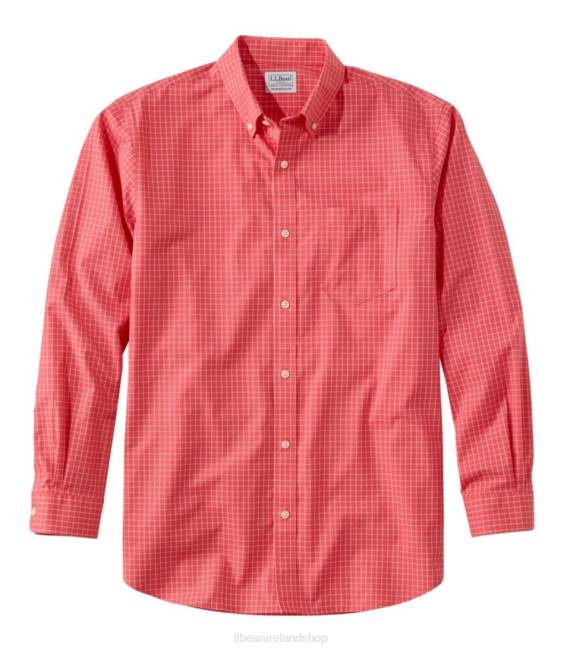 LLBean Wrinkle-Free Kennebunk Sport Shirt Men J46J6914 Clothing Sunlit Coral