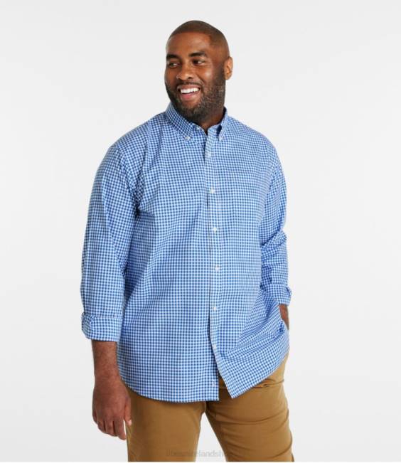 LLBean Wrinkle-Free Kennebunk Sport Shirt Men J46J6914 Clothing Sunlit Coral